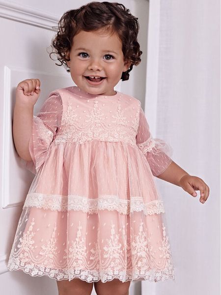 Abel & Lula Sukienka elegancka 5014 Różowy Regular Fit. Czerwone sukienki dziewczęce Abel & Lula, bez wzorów, z syntetyku, bez ramiączek. Za 329.99 zł.