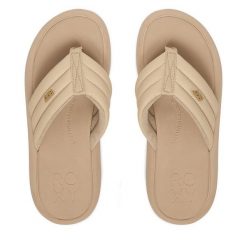 Japonki Roxy. Brązowe klapki damskie Roxy, bez wzorów, bez obcasa, bez zapięcia. Za 129.99 zł.