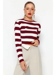 Trendyol Sweter w kolorze bordowo-białym rozmiar: M. Białe swetry klasyczne damskie Trendyol, m, bez kołnierzyka. Za 69.58 zł.