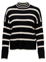 ONLY Sweter "Ibi" w kolorze kremowo-czarnym rozmiar: L. Brązowe swetry klasyczne damskie Only, l, bez kołnierzyka. Za 96.60 zł.