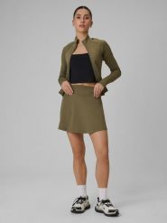 4F Spódnica treningowa szybkoschnąca damska - oliwkowa M. Brązowe spódnice damskie 4F, m, bez wzorów, mini. Za 119.99 zł.