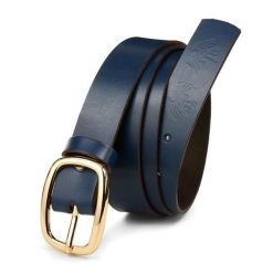 Pasek skórzany BELTIMORE granatowy A83 r.80-95 cm. Niebieskie paski damskie bez wzorów. Za 47.90 zł.