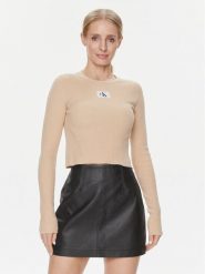 Calvin Klein Jeans Sweter Variegated J20J223233 Beżowy Slim Fit. Brązowe swetry klasyczne damskie Calvin Klein Jeans, xl, z bawełny, bez kołnierzyka. Za 429.99 zł.