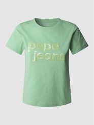 Pepe Jeans Koszulka "Aria" w kolorze zielonym rozmiar: XS. Zielone bluzki damskie Pepe Jeans, xs, bez wzorów, z bawełny, bez kołnierzyka, bez ramiączek. Za 87.81 zł.