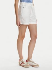 Tommy Jeans Szorty materiałowe DW0DW22227 Biały Regular Fit. Białe szorty damskie Tommy Jeans, bez wzorów, z jeansu. Za 329.99 zł.