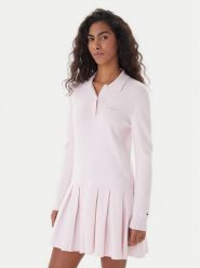 Tommy Jeans Sukienka dzianinowa Script DW0DW22464 Różowy Regular Fit. Czerwone sukienki damskie Tommy Jeans, bez wzorów, z bawełny, bez ramiączek. Za 489.99 zł.