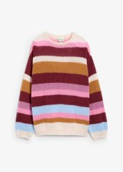 Sweter oversize. Czerwone swetry klasyczne damskie bonprix, z dzianiny, bez kołnierzyka. Za 97.99 zł.