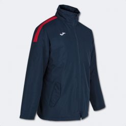 Kurtka wiatroszczelna Joma Trivor. Niebieskie kurtki damskie Joma, bez wzorów, z materiału, z kapturem. Za 369.55 zł.