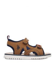 U.S. Polo Assn. Sandały EO-GARDA002K/6Y1 Brązowy jasny. Brązowe sandały chłopięce U.S. Polo Assn., ze skóry, bez zapięcia. Za 169.99 zł.
