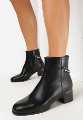 Czarne Botki na Obcasie z Ozdobnym Łańcuszkiem Blanes. Czarne botki damskie Born2be, z jeansu, eleganckie, bez obcasa, na obcasie, bez zapięcia. Za 149.99 zł.