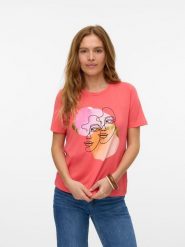 Vero Moda Koszulka w kolorze różowym rozmiar: L. Różowe bluzki damskie Vero Moda, l, bez wzorów, z bawełny, bez kołnierzyka, bez ramiączek. Za 57.20 zł.