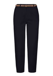 Bawełniane spodnie R-LANA. Niebieskie spodnie materiałowe damskie Volcano, bez wzorów, z bawełny. Za 149.99 zł.