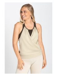 Super.natural Top sportowy "Liquid Flow" w kolorze kremowym rozmiar: S. Brązowe koszulki sportowe damskie super.natural, s, bez wzorów, z materiału, bez ramiączek, outdoorowe. Za 173.99 zł.