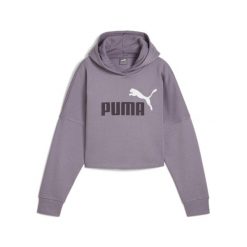 Młodzieżowa bluza o skróconym kroju z kapturem i logo Essentials PUMA. Fioletowa bluzy damskie Puma, m, bez wzorów, z kapturem. Za 146.99 zł.