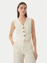 Marella Kamizelka garniturowa Veranda 2615151032 Écru Regular Fit. Białe kamizelki damskie Marella, bez wzorów, ze lnu, bez kaptura. Za 539.99 zł.
