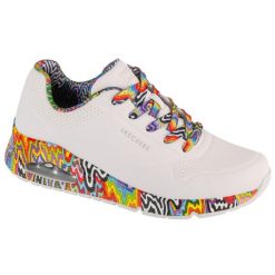 Buty sportowe Sneakersy damskie, Jen Stark: Uno - Mini Drip. Białe obuwie sportowe casual damskie Skechers, trekkingowe. Za 449.99 zł.
