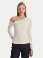 Guess Bluzka W6RP02 KC1J2 Écru Regular Fit. Bluzki damskie Guess, xs, z aplikacjami, z wiskozy, bez kołnierzyka, bez ramiączek. Za 299.99 zł.