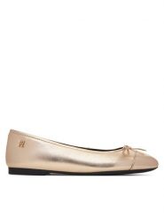 Tommy Hilfiger Baleriny Metallic Toe-Cap FW0FW08920 Złoty. Żółte balerinki damskie Tommy Hilfiger, bez wzorów, ze skóry. Za 299.99 zł.