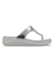 Crocs Japonki "Boca Sequin Wedge" w kolorze szarym rozmiar: 34/35. Szare klapki damskie Crocs, bez wzorów, z otwartym noskiem, bez obcasa, na platformie, bez zapięcia. Za 96.83 zł.