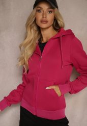Różowa Casualowa Bluza z Dodatkiem Bawełny Zapinana na Suwak z Kapturem Arkatia. Czerwone bluzy damskie Renee, s, bez wzorów, z bawełny, z kapturem. Za 69.99 zł.