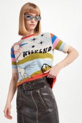 Sweter damski z krótkim rękawem Curve WEEKEND MAX MARA. Swetry klasyczne damskie Weekend Max Mara, s, bez kołnierzyka. W wyprzedaży za 762.30 zł.