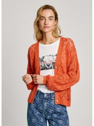 Pepe Jeans Kardigan w kolorze pomarańczowym rozmiar: XL. Pomarańczowe kardigany damskie Pepe Jeans, xl, bez wzorów, z jeansu. Za 166.88 zł.