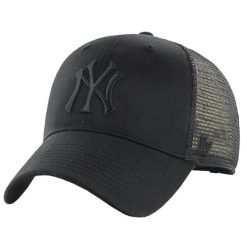 Czapka z daszkiem dla dorosłych MLB New York Yankees Branson Cap. Czarne czapki z daszkiem damskie 47 Brand, bez wzorów, z bawełny. Za 79.99 zł.