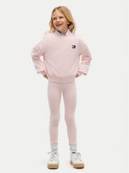 Tommy Hilfiger Komplet bluza i legginsy Heritage KG0KG09604 Różowy jasny Regular Fit. Czerwone bluzy dziewczęce Tommy Hilfiger, bez wzorów, z bawełny, bez ramiączek, bez kaptura. Za 409.99 zł.