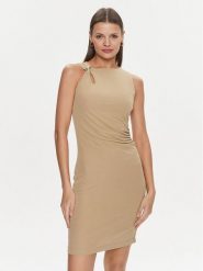 Guess Sukienka koktajlowa Febe W4RK58 KAQL2 Beżowy Slim Fit. Brązowe sukienki damskie Guess, z aplikacjami, wizytowe, bez ramiączek. Za 249.99 zł.