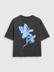 4F T-shirt oversize z nadrukiem damski - czarny XL. Czarne t-shirty damskie 4F, xl, bez wzorów, z bawełny, bez kołnierzyka. Za 69.99 zł.