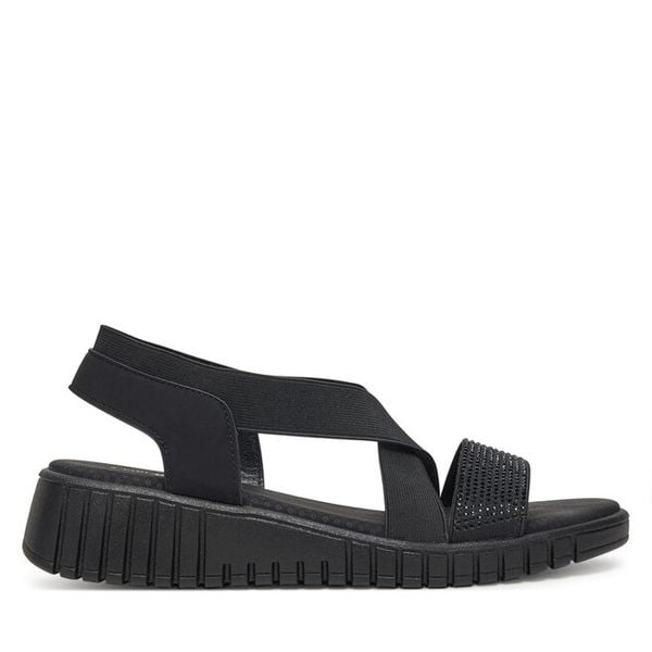 Sandały Clara Barson. Czarne sandały damskie Clara Barson, bez wzorów, bez obcasa, na płaskiej podeszwie, bez zapięcia. Za 99.99 zł.