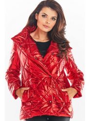 Awama Kurtka w kolorze czerwonym rozmiar: S/M. Czerwone kurtki damskie Awama, m, bez wzorów, z puchu, bez kaptura. Za 87.99 zł.