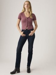 Levi's Dżinsy "724" - Slim fit - w kolorze granatowym rozmiar: W28/L32. Niebieskie jeansy damskie Levi's, z podwyższonym stanem. Za 242.75 zł.