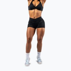 Spodenki treningowe damskie NEBBIA Strong Beauty. Czarne spodenki sportowe damskie Nebbia, l, bez wzorów, z elastanu, na fitness i siłownię. Za 250.35 zł.