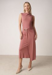 Różowa Wizytowa Sukienka Taliowana z Metaliczną Ozdobą Aroos. Czerwone sukienki damskie Born2be, z aplikacjami, eleganckie, bez ramiączek. Za 139.99 zł.