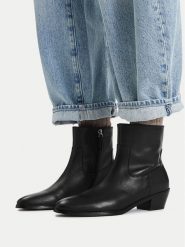 GINO ROSSI Botki EO-SLT603-601 Czarny. Czarne botki damskie Gino Rossi, bez obcasa, na słupku, bez zapięcia. Za 399.99 zł.