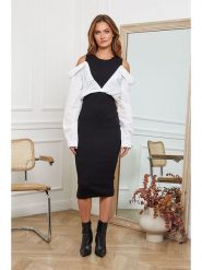 Joséfine Sukienka "Curben" w kolorze czarno-białym rozmiar: M. Białe sukienki damskie Joséfine, bez wzorów, prążkowane, bez ramiączek. Za 173.99 zł.