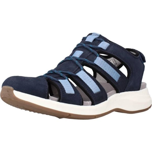Sandały CLARKS SOLAN SAIL COMBI Niebieski. Niebieskie sandały damskie Clarks, bez wzorów, ze skóry, bez obcasa, bez zapięcia. Za 218.99 zł.