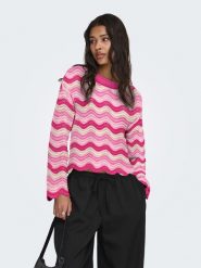 ONLY Sweter w kolorze jasnoróżowo-kremowo-różowym rozmiar: M. Różowe swetry klasyczne damskie Only, m, bez kołnierzyka. Za 104.99 zł.