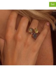 Les Petites Précieuses Pozłacane pierścionki (3 szt.) z kamieniami szlachetnymi rozmiar: 52. Brązowe pierścionki damskie Les Petites Précieuses, z cyrkonią, pozłacane. Za 523.38 zł.