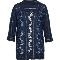 Sweter bez zapięcia, z koronką. Czerwone swetry klasyczne damskie bonprix, z koronki, bez kołnierzyka. Za 89.99 zł.
