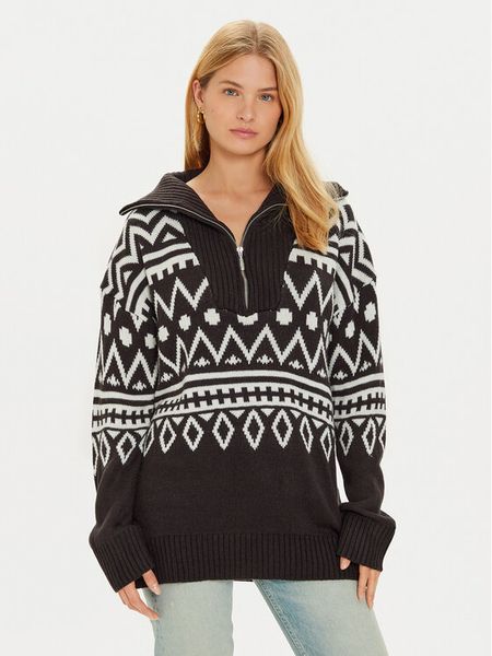 Brave Soul Sweter LK-230NAVHO Czarny Regular Fit. Czarne swetry klasyczne damskie Brave Soul, s, z syntetyku, bez kołnierzyka. Za 119.99 zł.