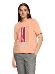 CARTOON Koszulka w kolorze brzoskwiniowym rozmiar: 42. Pomarańczowe bluzki damskie Cartoon, bez wzorów, z bawełny, bez kołnierzyka, bez ramiączek. Za 66.31 zł.