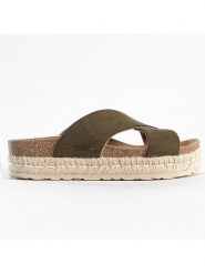 Sunbay Klapki "Astilbe" w kolorze khaki rozmiar: 37. Brązowe klapki damskie Sunbay, bez wzorów, z materiału, z otwartym noskiem, bez obcasa, bez zapięcia. Za 100.75 zł.