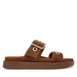 Klapki Inuikii. Brązowe klapki damskie Inuikii, bez wzorów, bez obcasa, bez zapięcia. Za 899.99 zł.