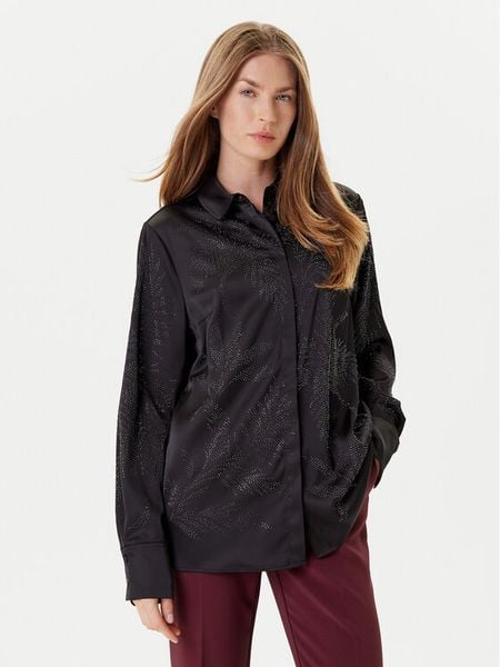 Guess Koszula W5YH40 WFQC2 Czarny Regular Fit. Czarne koszule damskie Guess, s, z aplikacjami, z syntetyku, bez kołnierzyka, bez ramiączek. Za 319.99 zł.