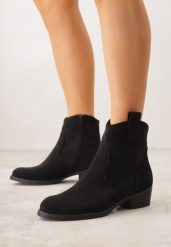 Czarne Botki Ażurowe na Obcasie w Stylu Kowbojek Lalona. Czarne botki damskie Born2be, z dzianiny, bez obcasa, na obcasie, bez zapięcia. Za 119.99 zł.