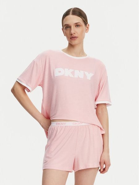 DKNY Piżama YI80039 Różowy Regular Fit. Czerwone piżamy damskie DKNY, bez wzorów, z syntetyku, bez ramiączek. Za 199.99 zł.