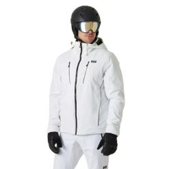 Kurtka narciarska Helly Hansen Alpha 4.0. Białe kurtki sportowe damskie Helly Hansen, l, bez wzorów, z dzianiny, bez kaptura. Za 1,369.00 zł.