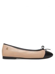 Tommy Hilfiger Baleriny Toe Cap Leather Ballerina FW0FW08759 Écru. Balerinki damskie Tommy Hilfiger, bez wzorów, ze skóry. Za 429.99 zł.